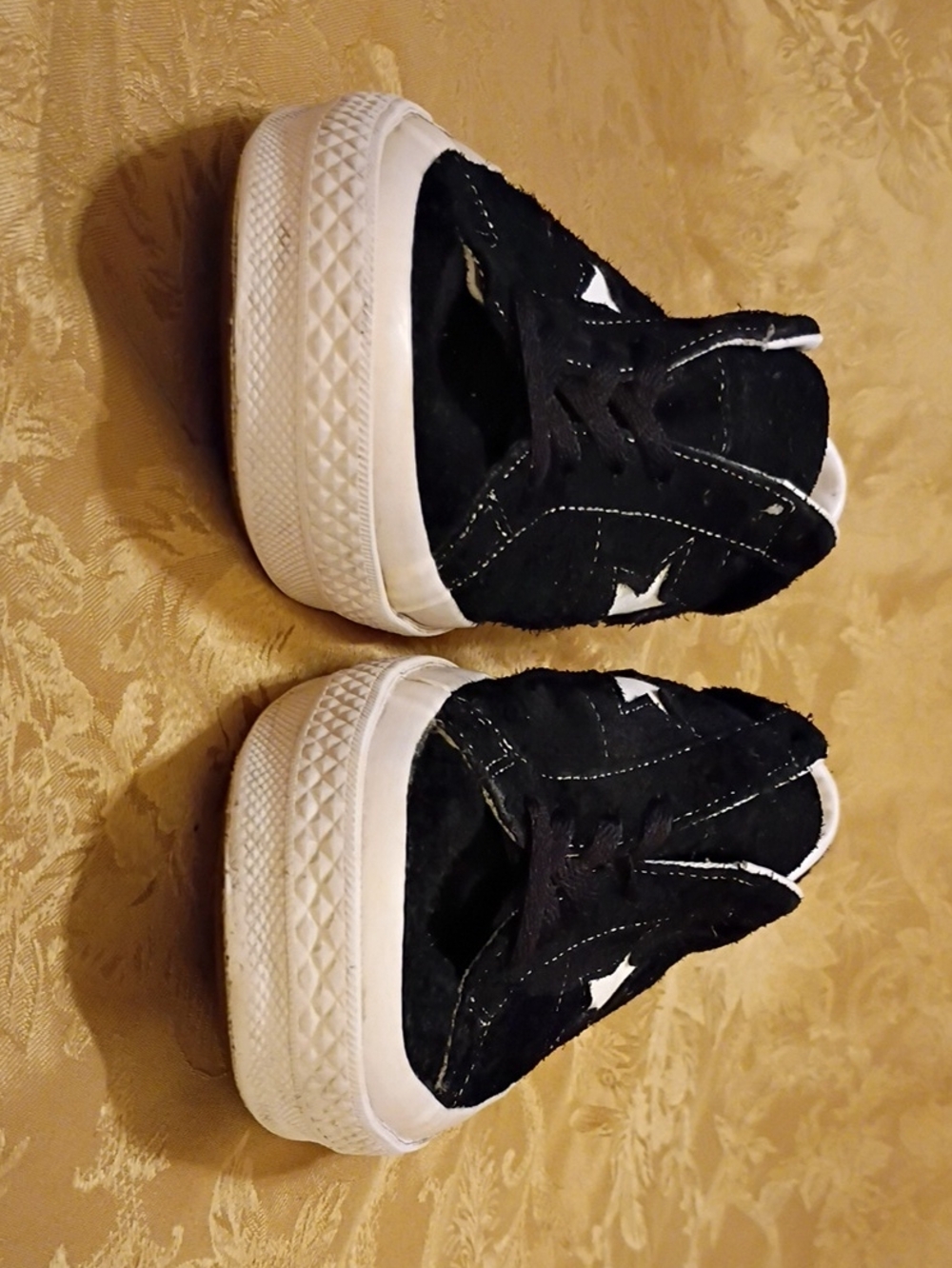 CONVERSE Black Suede Sneakers with White Star Accent Men's 10.0 Women's 12.0 - Picture 3 of 12